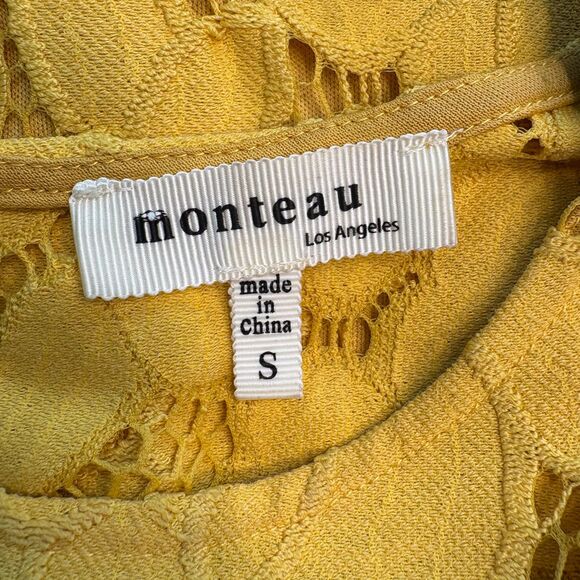 Monteau Los Angeles Fully Lined Lace Dress Mustard Yellow Size Small EUC - Picture 9 of 10